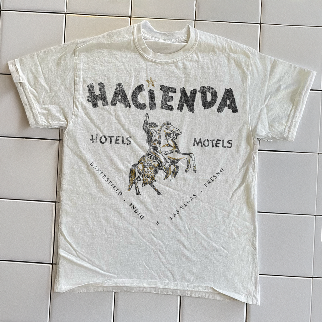 90s HACIENDA HOTEL RARE WASHED WHITE T-SHIRT Hoodie, Sweatshirt | PureTeeCo.com (Image 2)