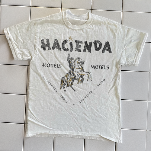 90s HACIENDA HOTEL RARE WASHED WHITE T-SHIRT Hoodie, Sweatshirt | PureTeeCo.com (Image 2)